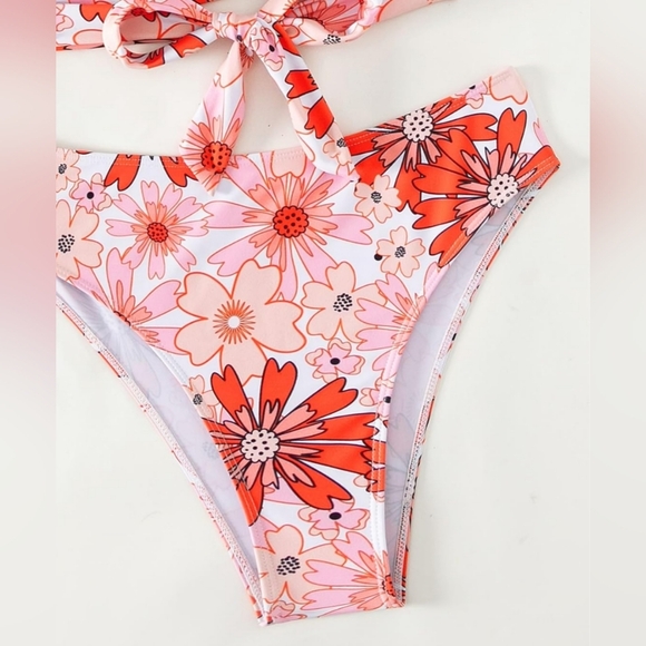 NEW Butterly Barbiecore Pink Floral Wrap Bikini Summer Swimsuit-(#1,457) - Picture 6 of 6